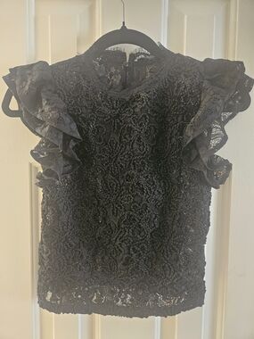 ZARA Black Top with Back Button Detail